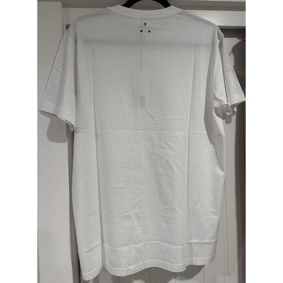 Mains London Mens White Blue Logo Tee - Picture 6 of 7
